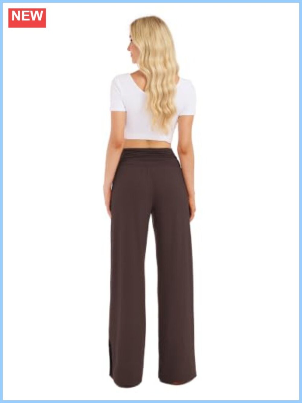 Wide Leg Lounge Pants High Waist Flowy Palazzo Trousers with Pockets - Picture 3 of 6